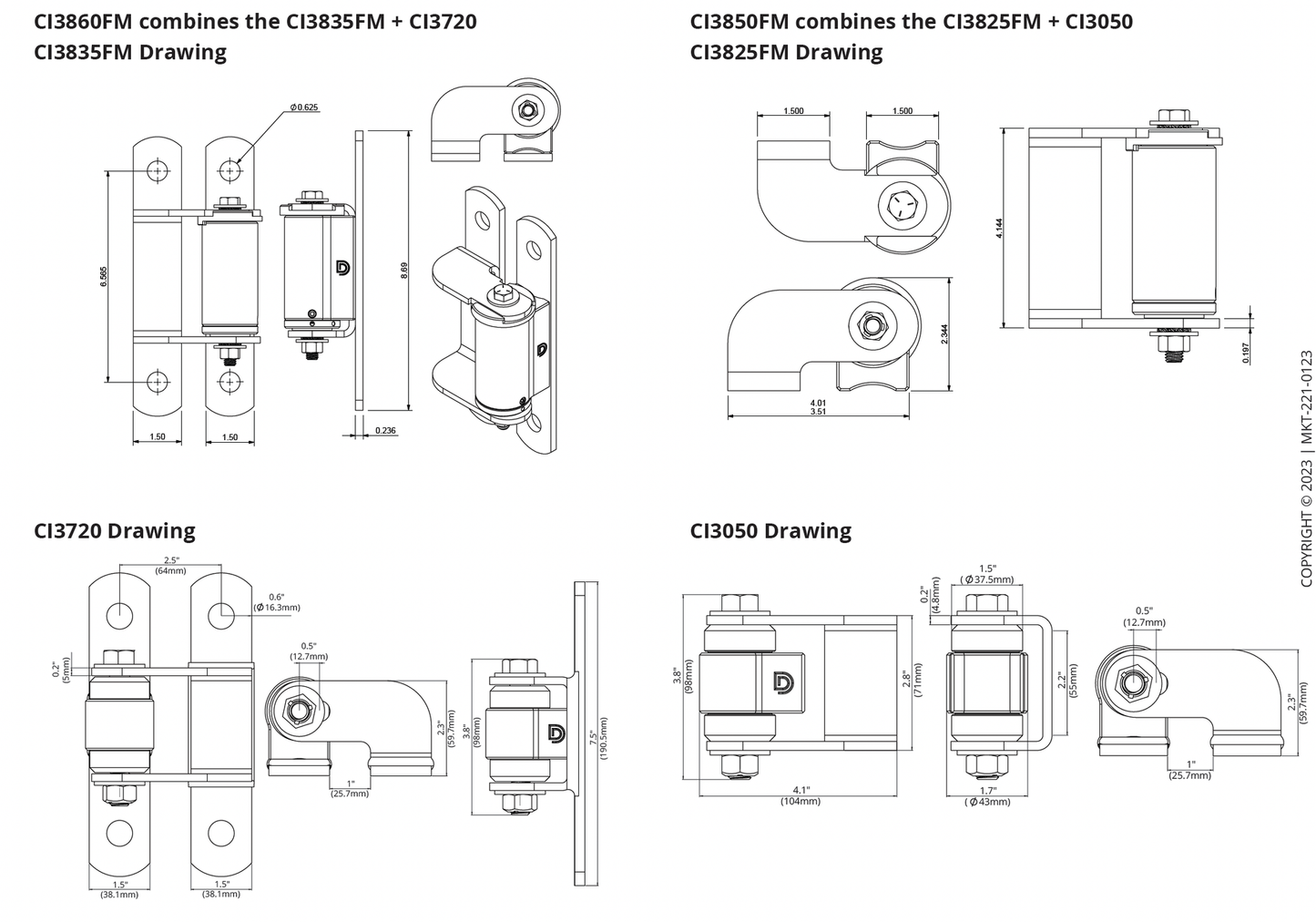 *NEW* SHUT IT CI3850FM BadAss Face Mount Weld-on Self-Closing Hinge Kit - FenceSupplyCo.com
