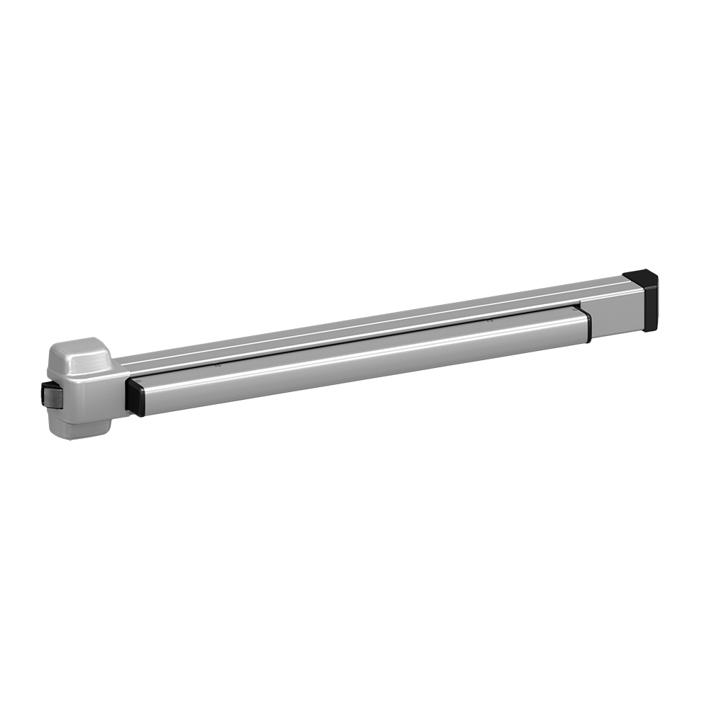 A silver-colored Von Duprin 22 Series push bar exit device, designed for use on doors with a visible latch mechanism.