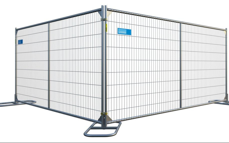A welded wire temporary fence panel with vertical center bar and lightweight construction