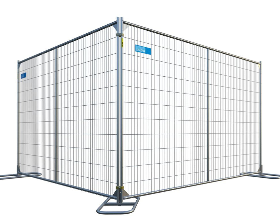 Eight foot tall welded wire temporary fence panels with vertical support braces