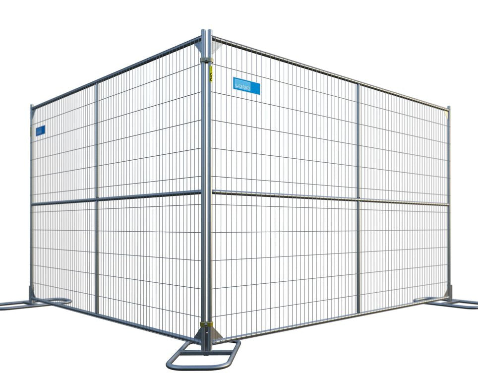 Eight foot tall welded wire temporary fence panels with both vertical and horizontal support braces