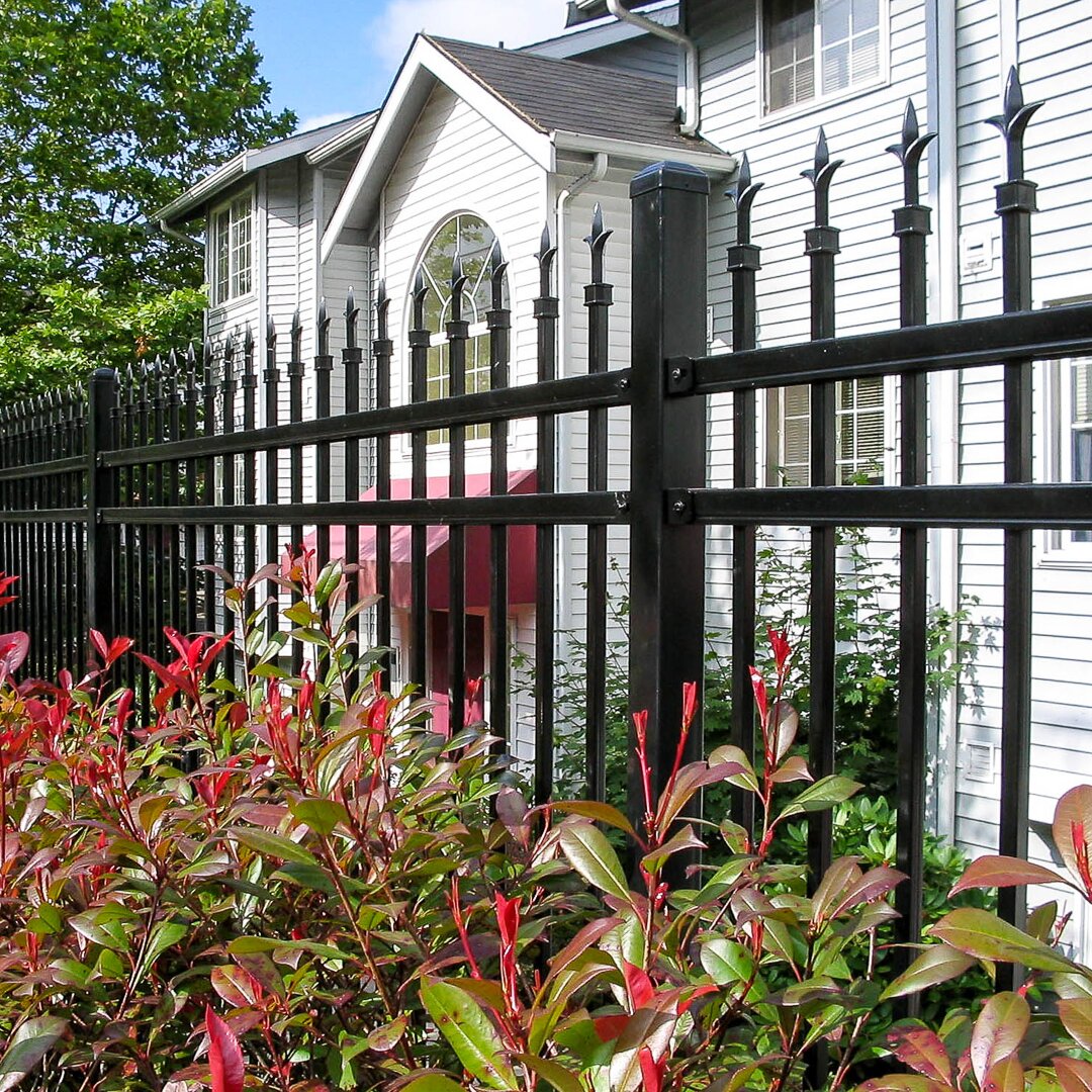 finial top fencing, in front of a convalescent home