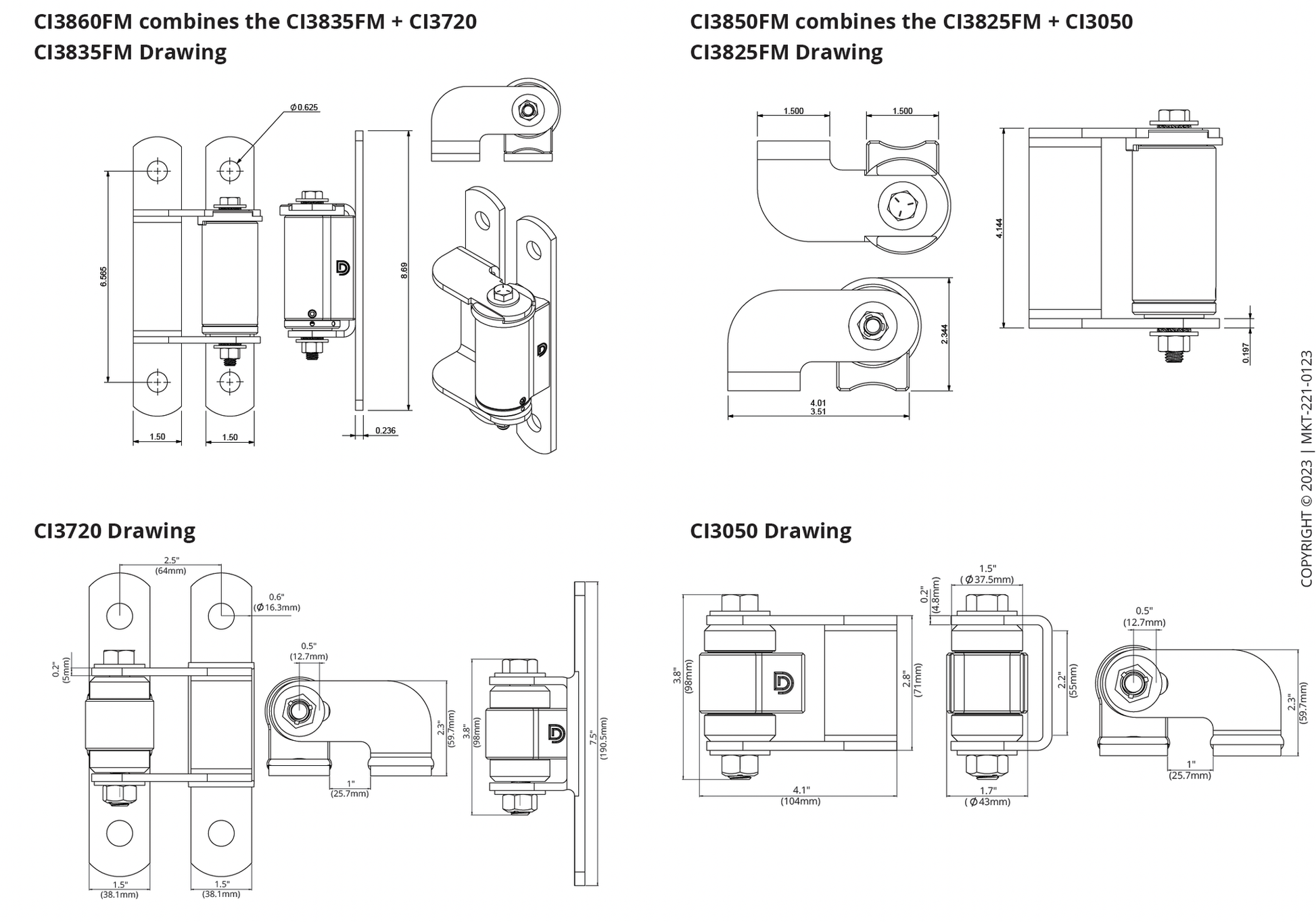 *NEW* SHUT IT CI3850FM BadAss Face Mount Weld-on Self-Closing Hinge Kit - FenceSupplyCo.com